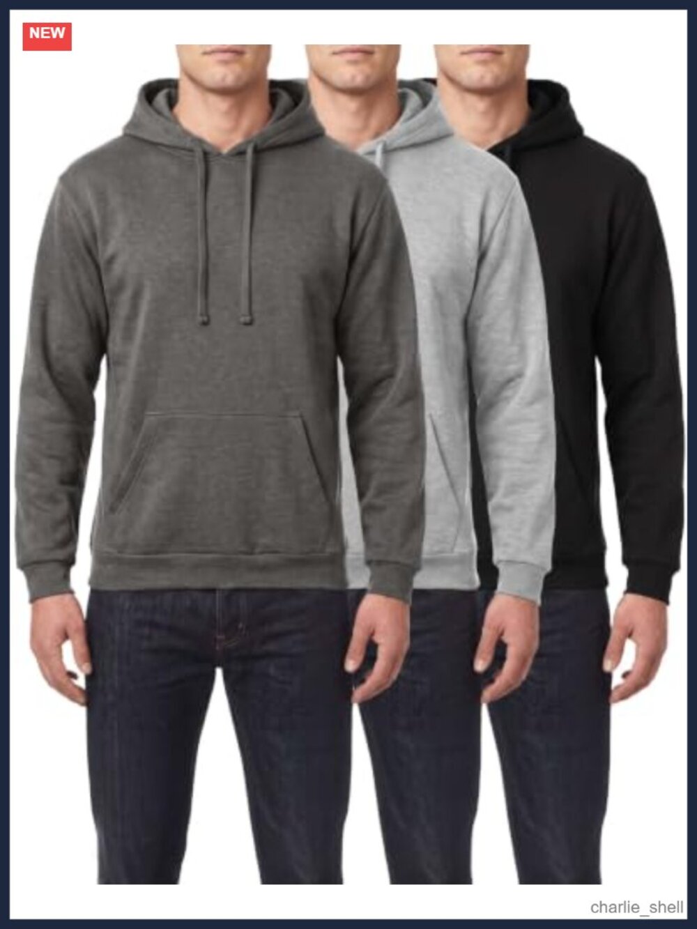 Mens Fleece Pullover Hoodie 3 Pack Hooded Sweatshirt Gym Workout Athletic